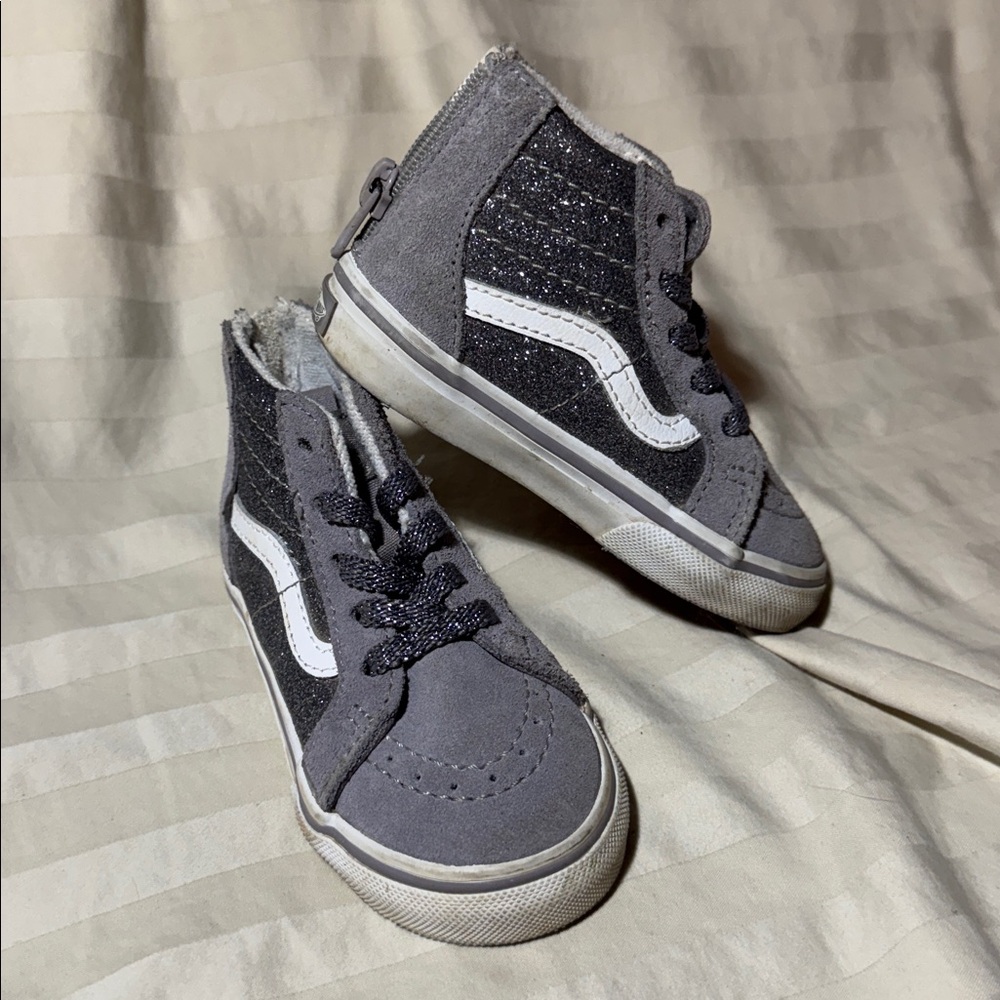 Gray and White High-Top Sneakers